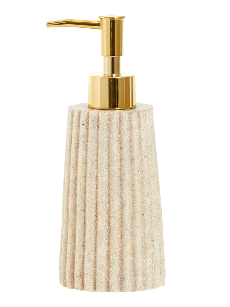 Textured Resin Soap Dispenser with Gold Pump