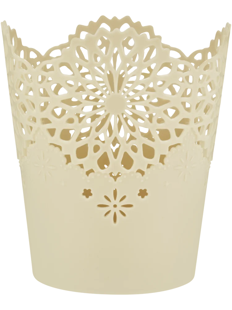 Round Vanilla Latte Crochet Decorative Planter