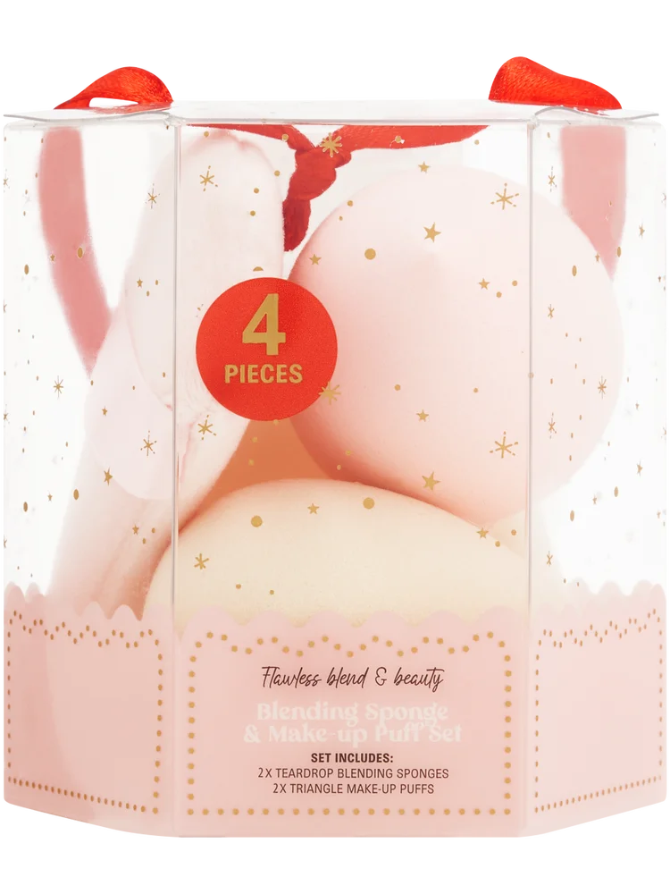 4 Piece Blending Sponge & Make-Up Puff Set
