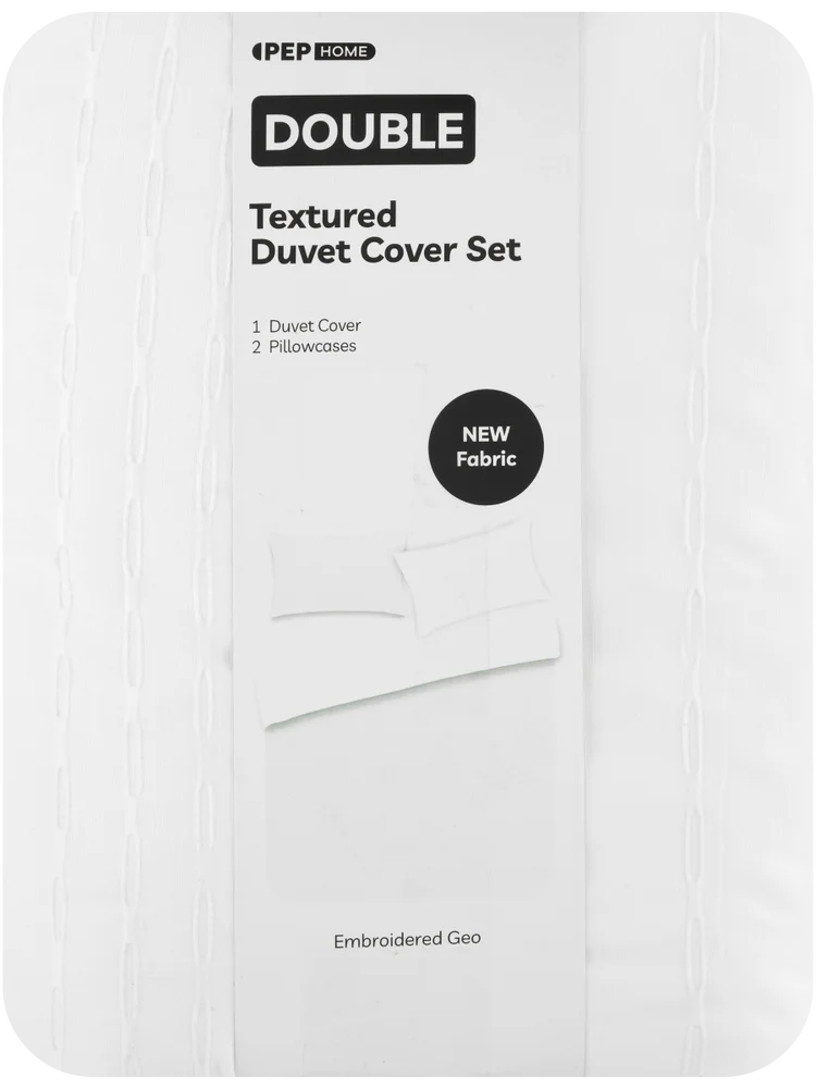 Embroidered Geo Textured Duvet Cover Set Queen