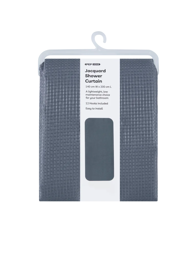 Grey Jacquard Shower Curtain (1)
