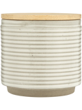 2 Piece Textured Ribbed Ceramic Canister With Bamboo Lid 10X9Cm (1)