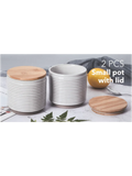 2 Piece Textured Ribbed Ceramic Canister With Bamboo Lid 10X9Cm (2)