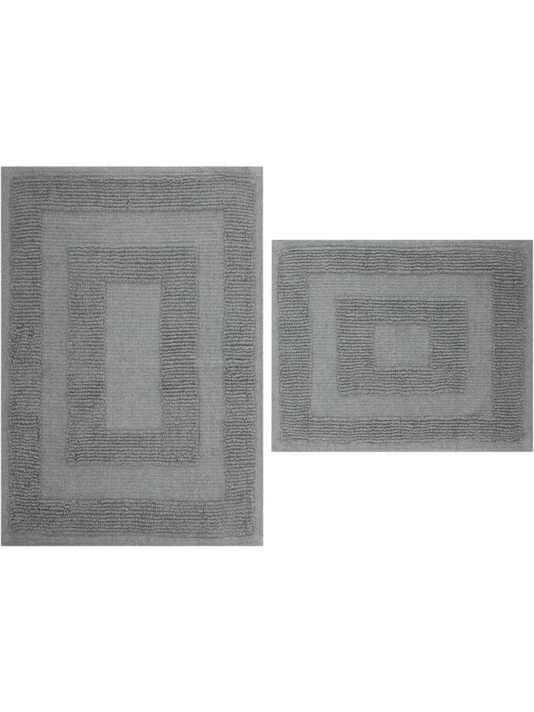 2 Piece Grey Bath Mat Set