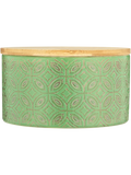 Ceramic Canister With Embossed Pattern And Bamboo Lid 12.3X6.3Cm (2)