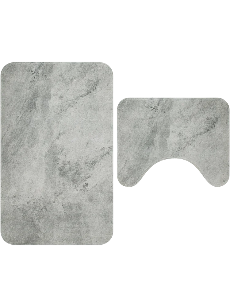 2 Piece Grey Bath Mat Set