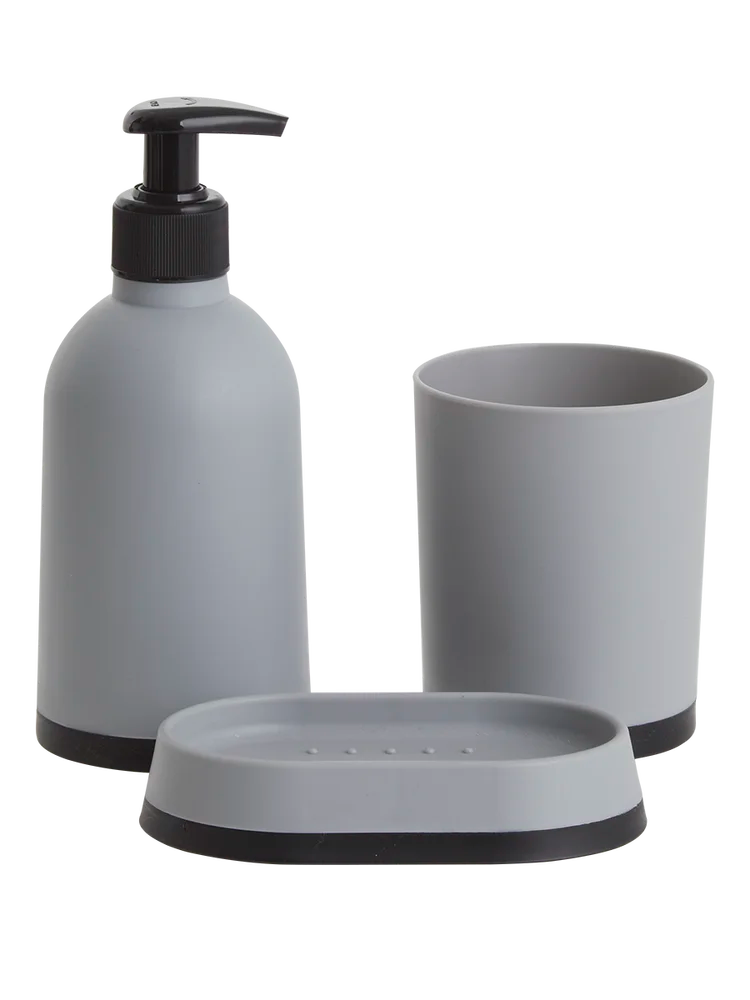 Grey Bathroom Dispenser Set