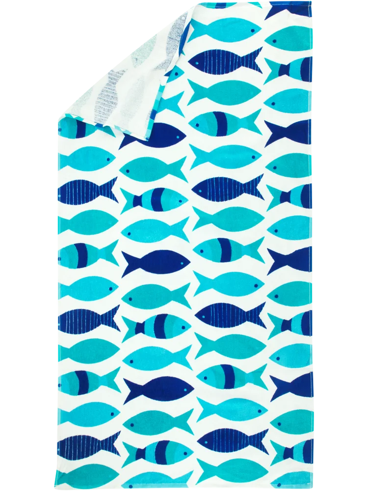 100% Cotton Blue Fish Kids Fish Beach Towel