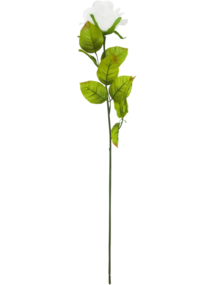 White Artificial Rose Single Stem Flower Decor