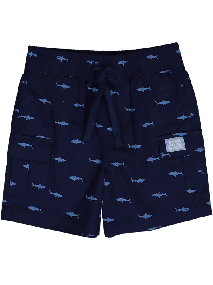 Blue Shark Print Shorts