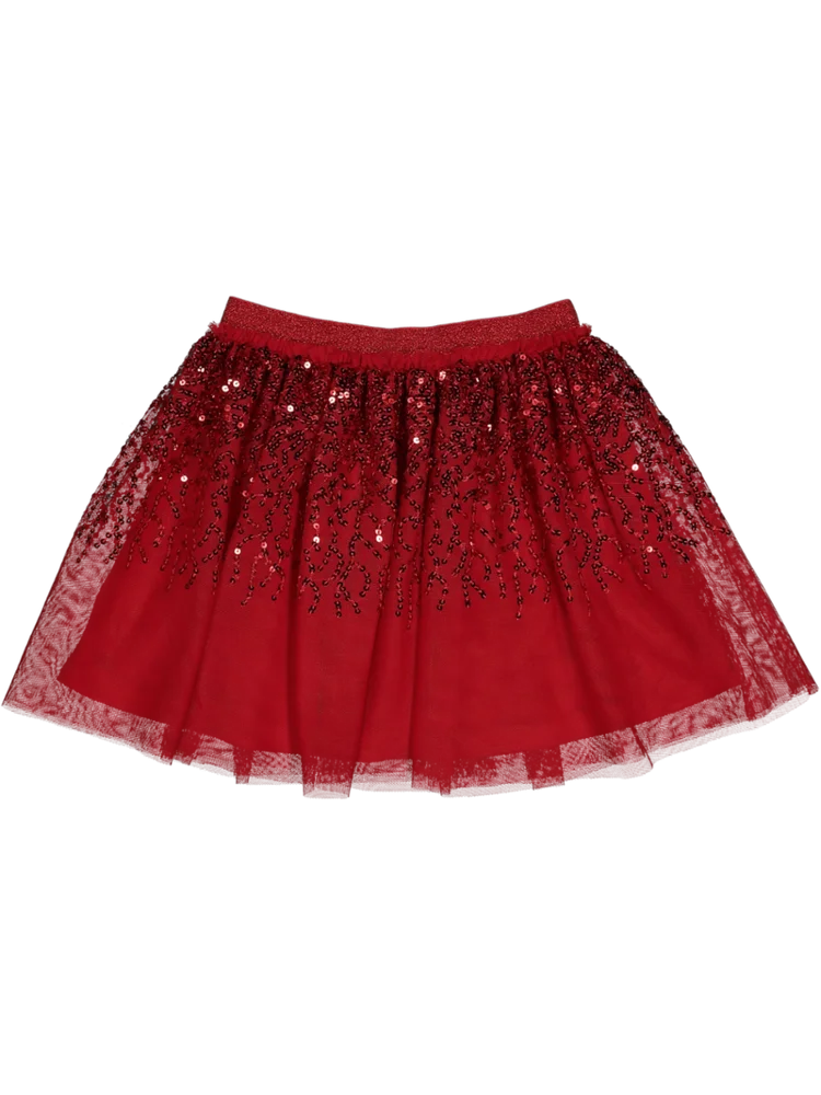 Red Christmas Sequin Party Skirt