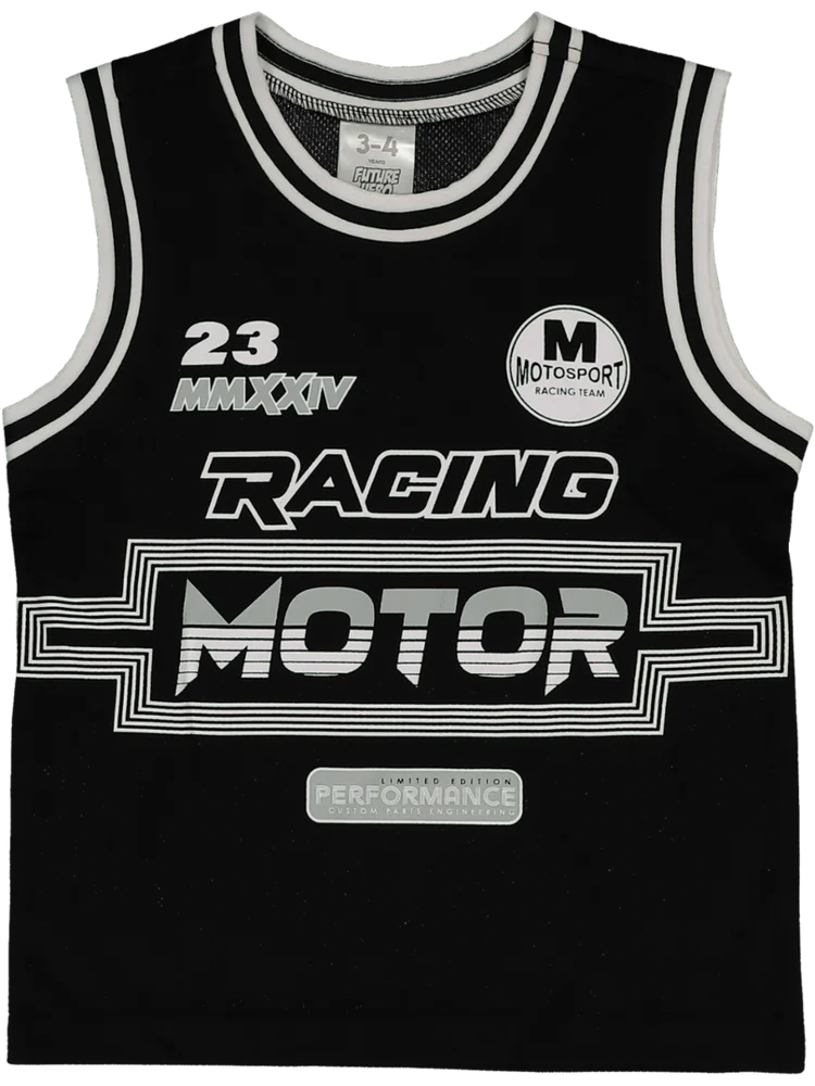 Black Race Print Vest