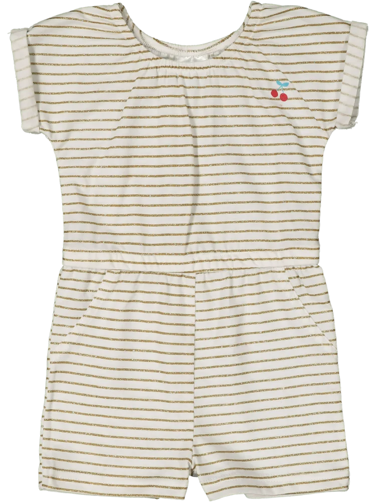 Cream And Metallic Stripe Jumpsuit