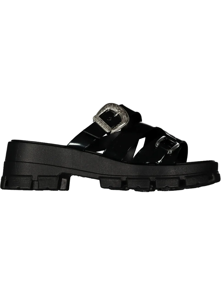 Black Chunky Mule Sandal