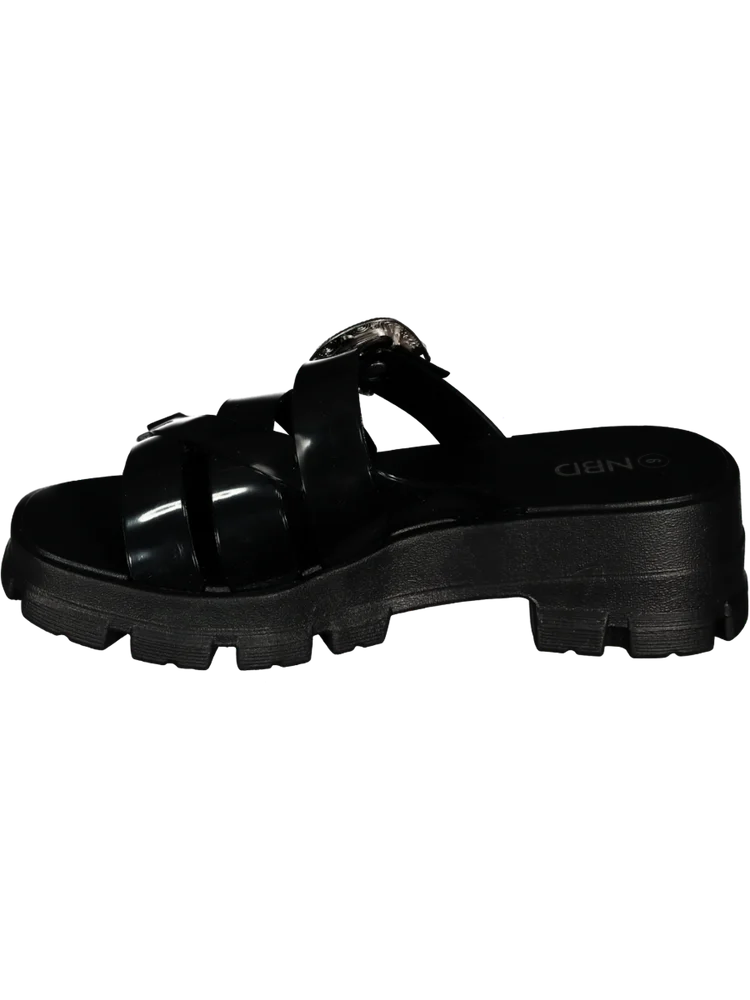 Black Chunky Mule Sandal