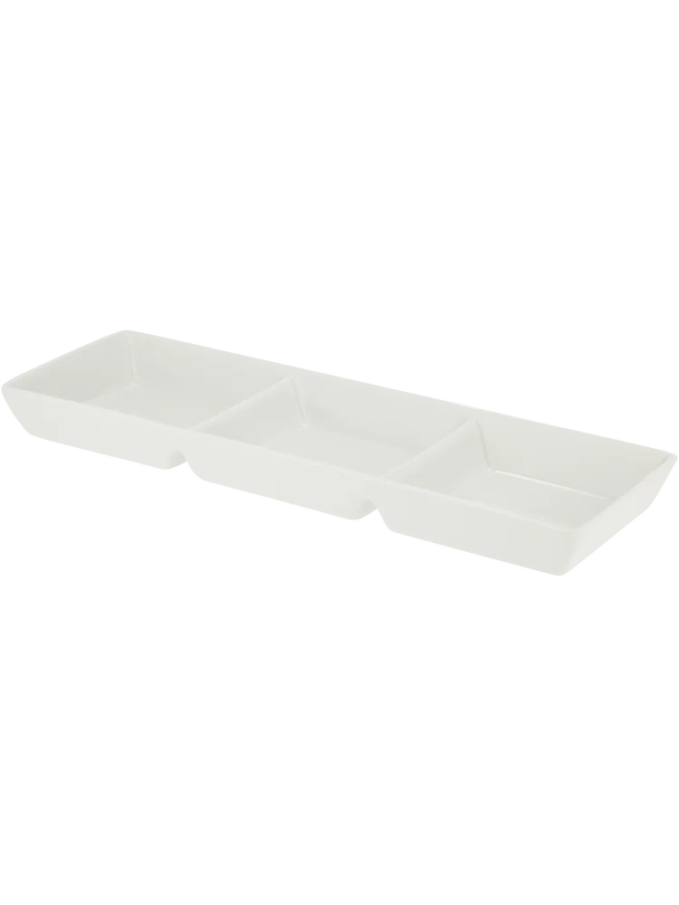 Three-Compartment Rectangular Serving Platter 36cm
