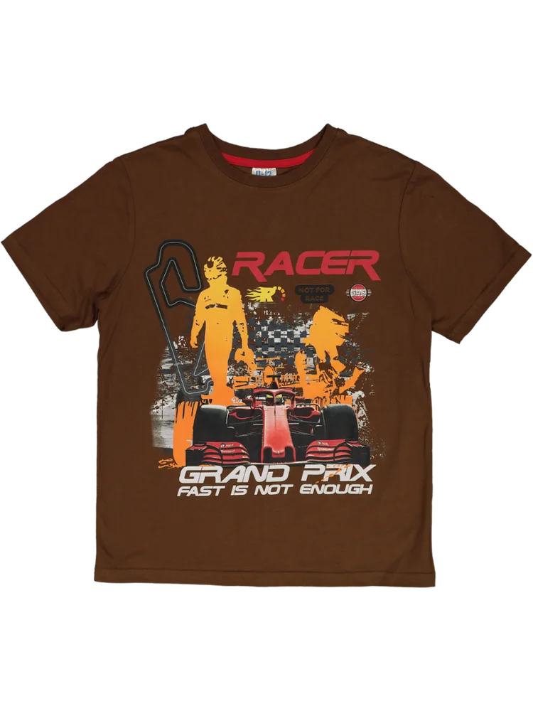 Brown Racer Print T-Shirt
