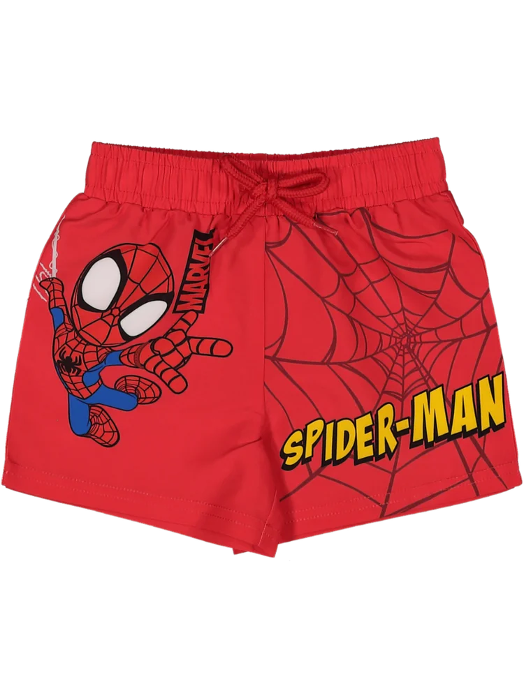 Red Spiderman Printed Shorts