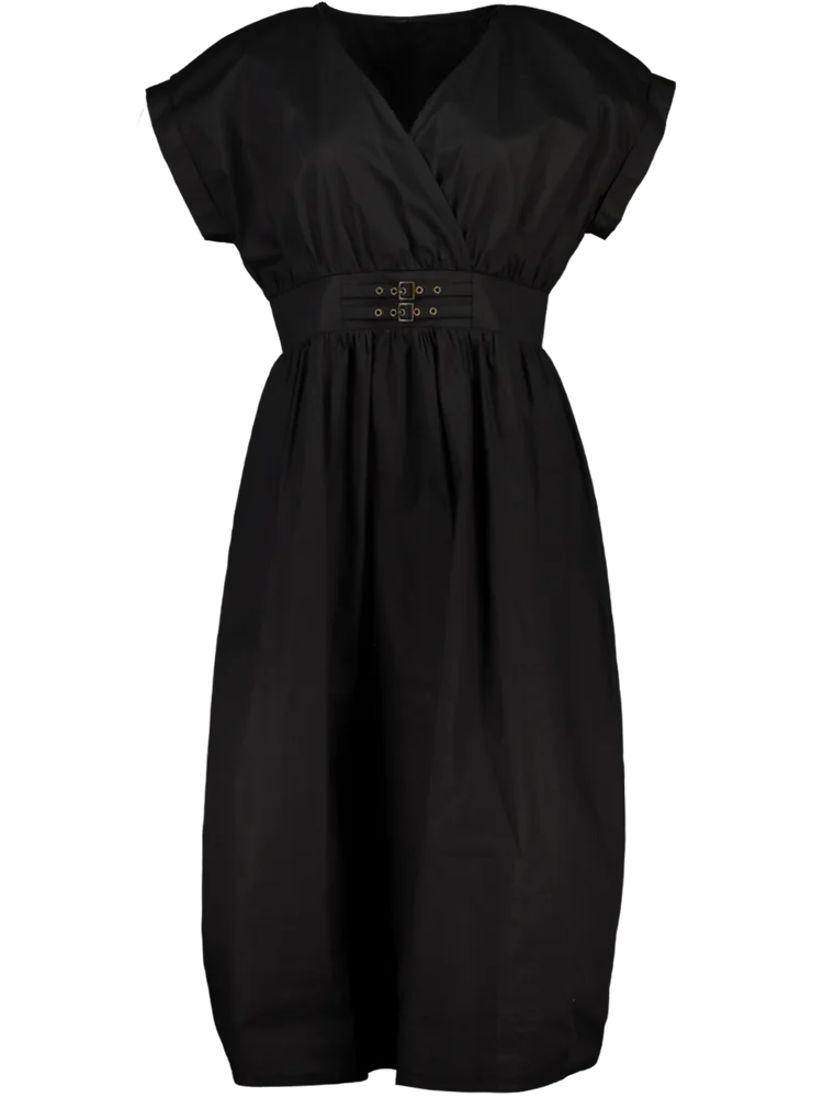 Black Belted Midi Dress