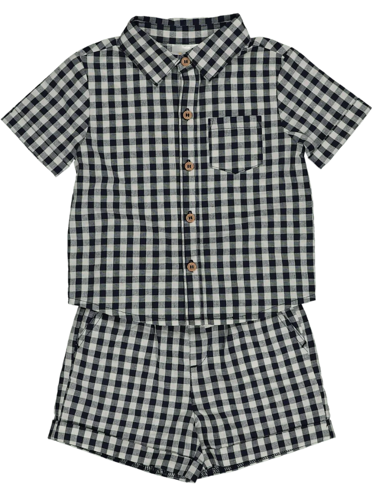 Check Shirt And Shorts Set