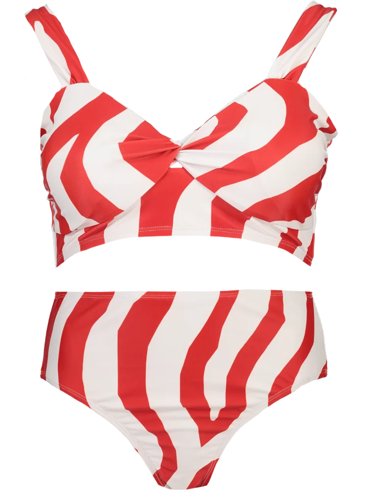 Red And White  Swimsuit Top