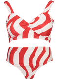 Red And White  Swimsuit Top