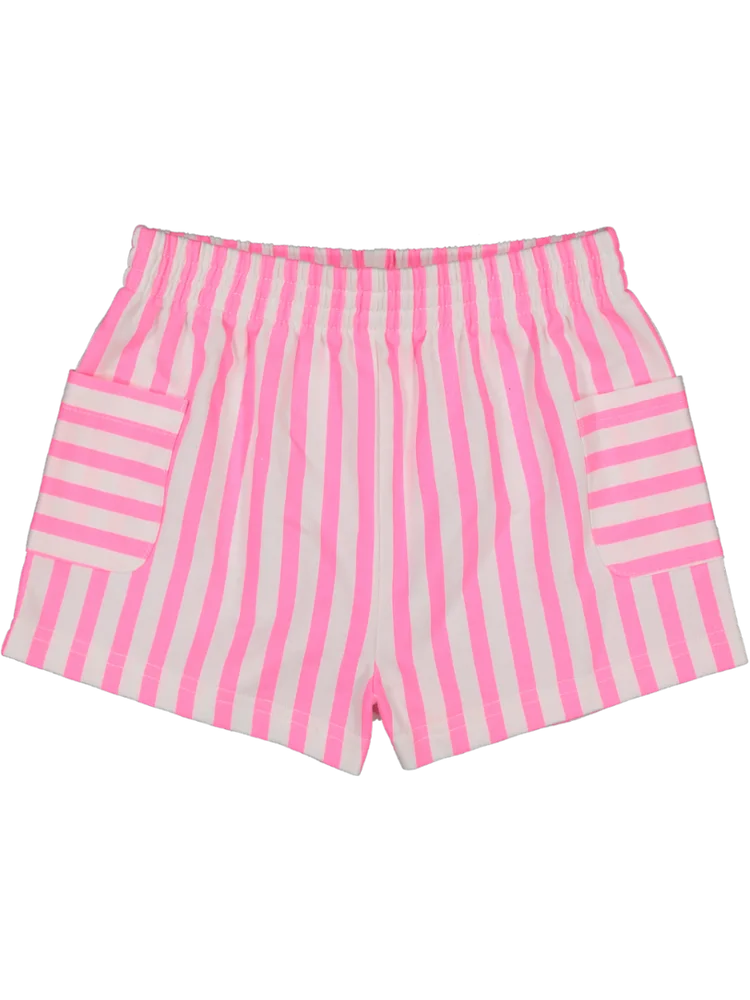 Bright Pink Stripe Casual Shorts