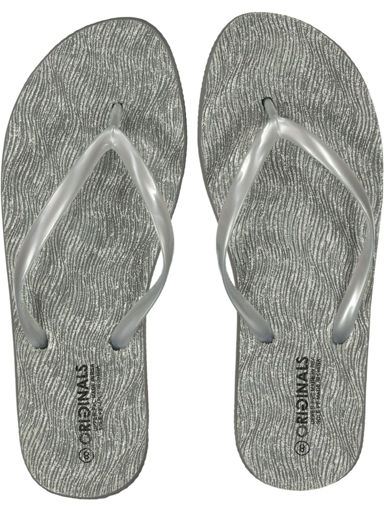 Silver Wavy Sole Flip-Flops