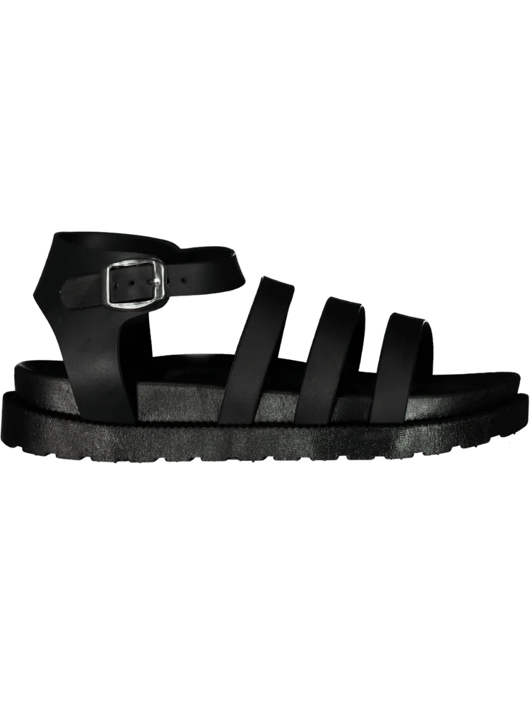 Chunky Sole Black Strappy Sandals