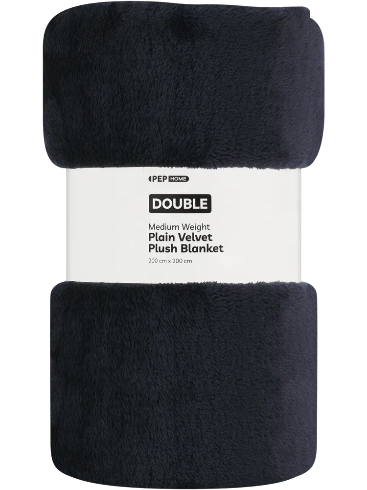 Medium Weight Plain Velvet Plush Blanket Double