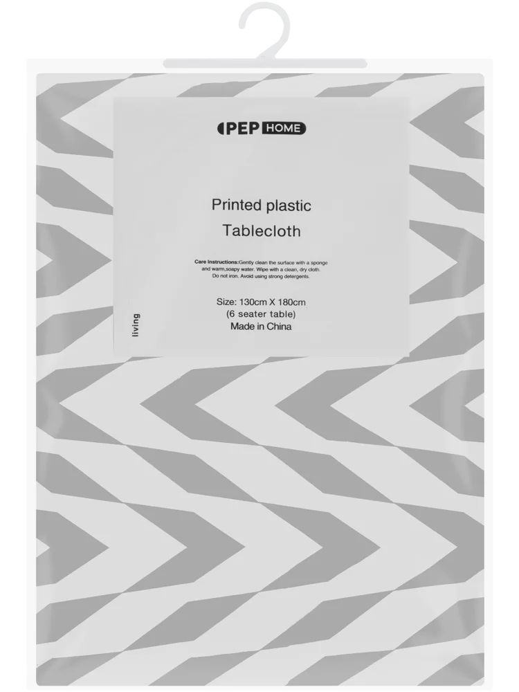 Grey Printed Plastic Tablecloth (1)