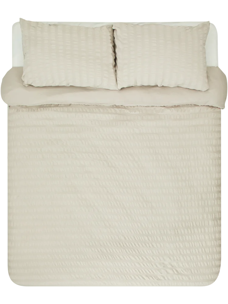 Stripe Seersucker Textured Duvet Cover Set Double