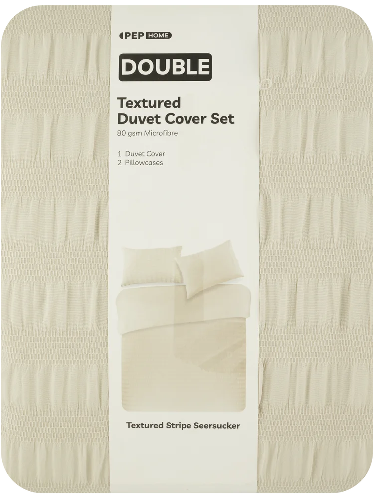 Stripe Seersucker Textured Duvet Cover Set Double (1)