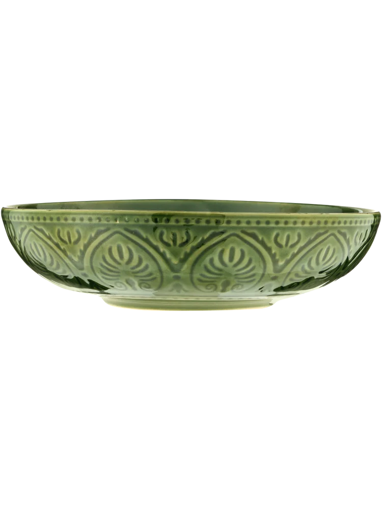 Textured Leaf Pattern Glass Bowl 20x5cm