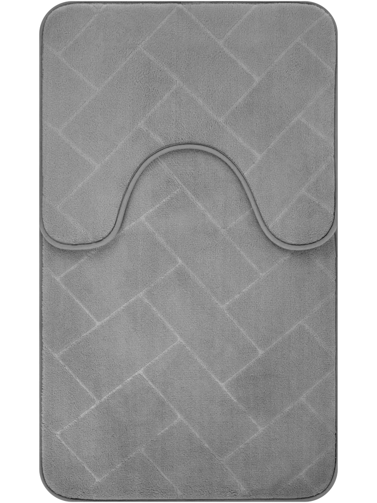 2 Piece Ultimate Grey Embossed Foam Bath Mat