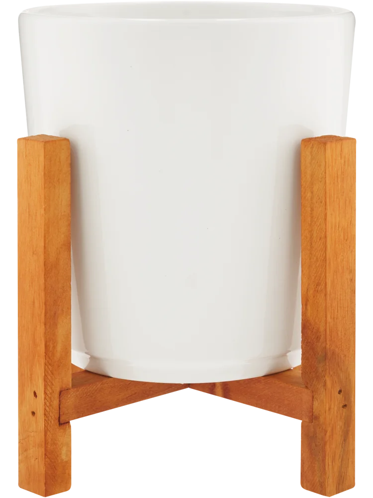 Medium White Pot On Stand