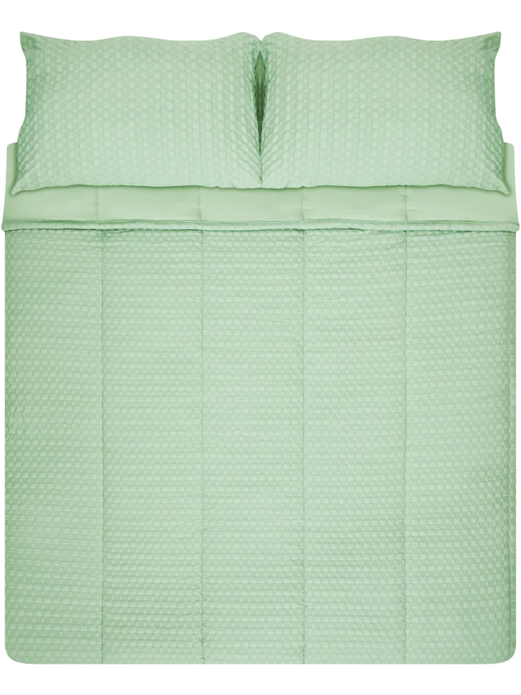 Queen Bed Checkered Weave Comforter Set