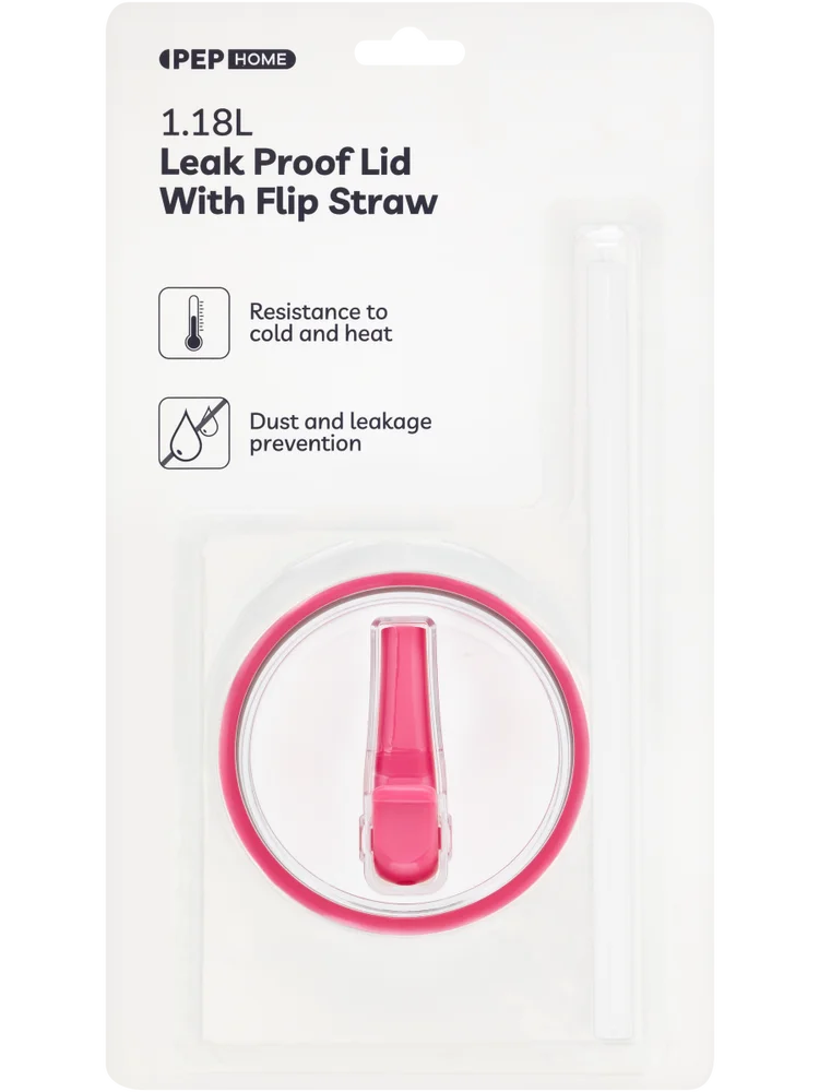 Pink Leak Proof Lid With Flip Straw (1)