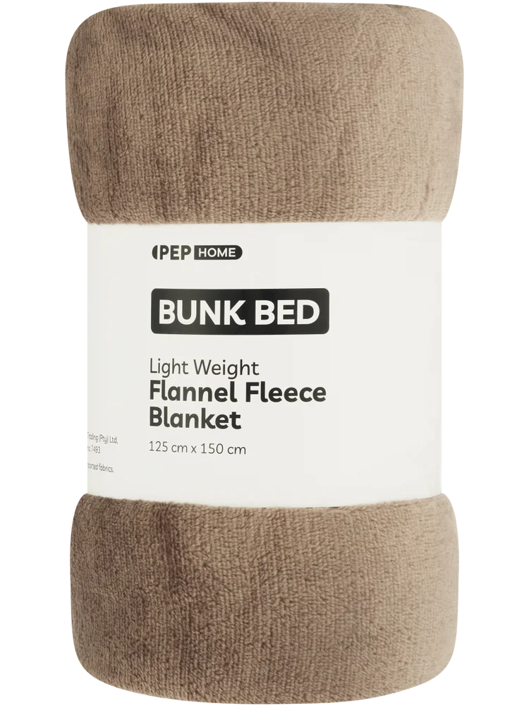 Lightweight Taupe Bunk Bed Flannel Fleece Blanket (1)