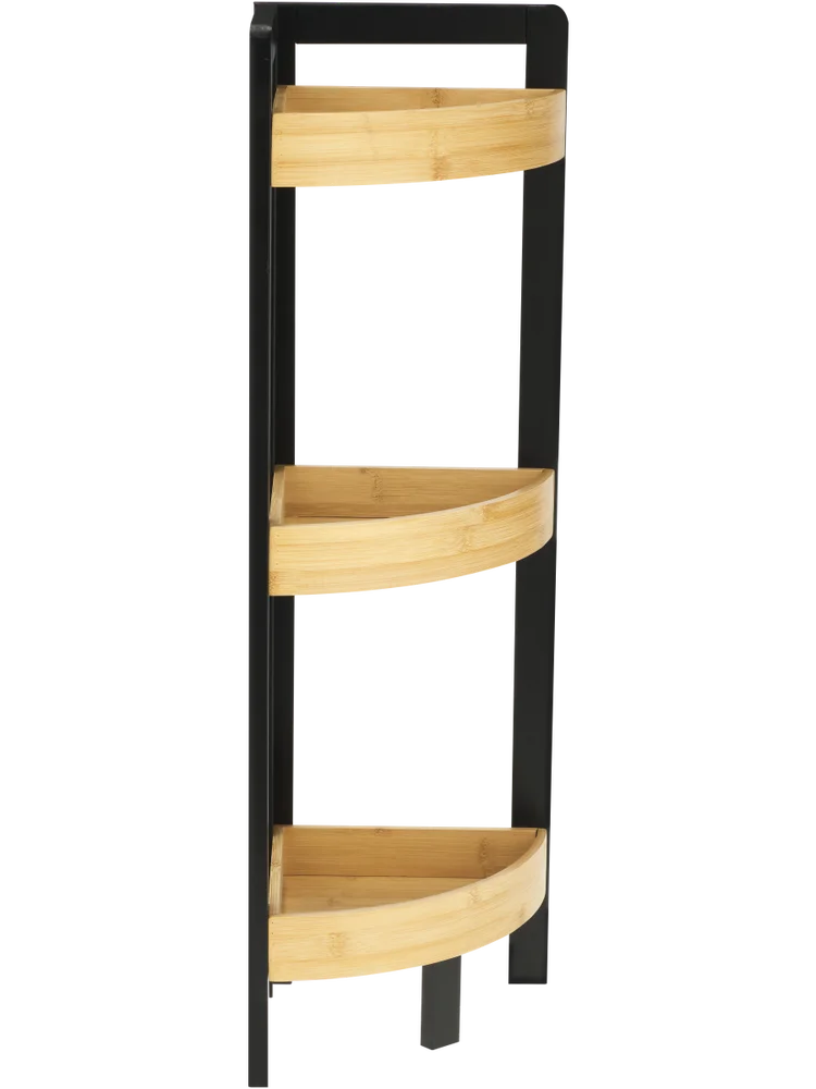 3 Shelf Black Bamboo Corner Caddy