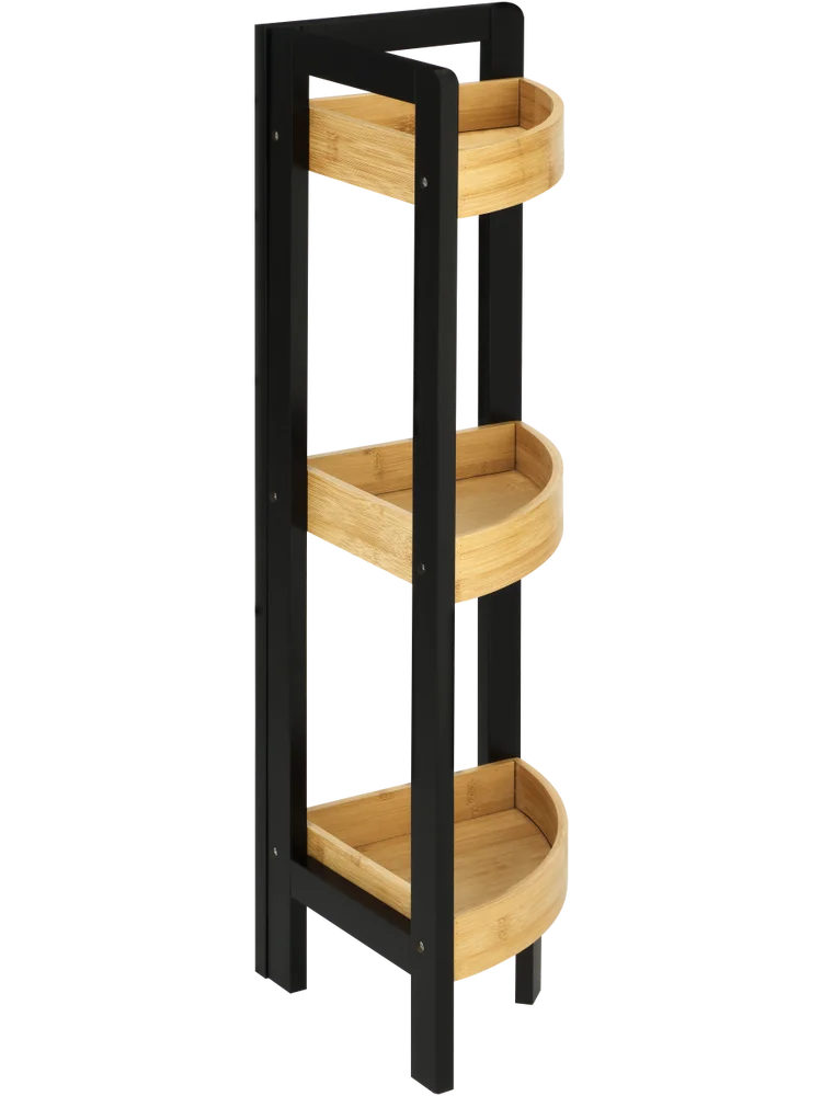 3 Shelf Black Bamboo Corner Caddy (1)