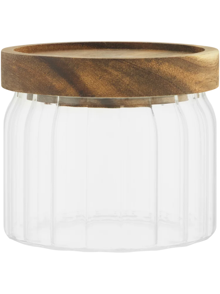Glass Canister With Acacia Lid 8x9cm