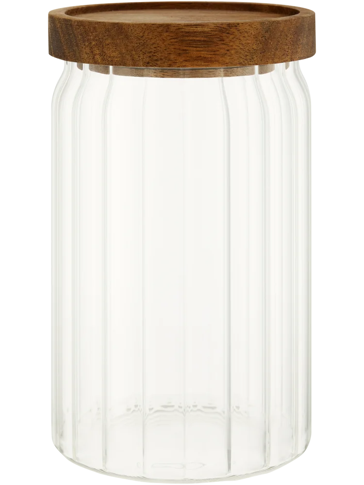 Glass Canister With Acacia Lid 15x9cm