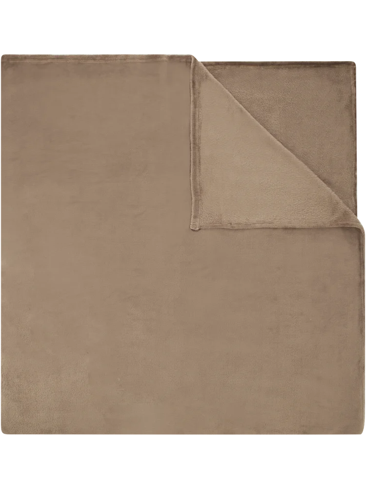 Queen Lightweight Taupe Flannel Fleece Blanket