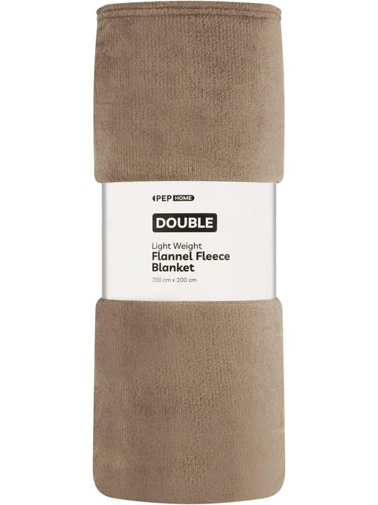 Queen Lightweight Taupe Flannel Fleece Blanket (1)