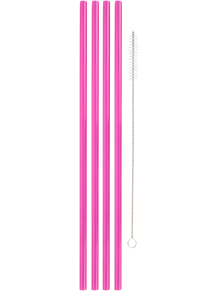 4 Pack Tumbler Glass Straws With Brush