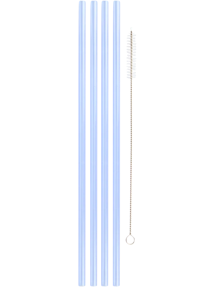 4 Pack Tumbler Glass Straws With Brush