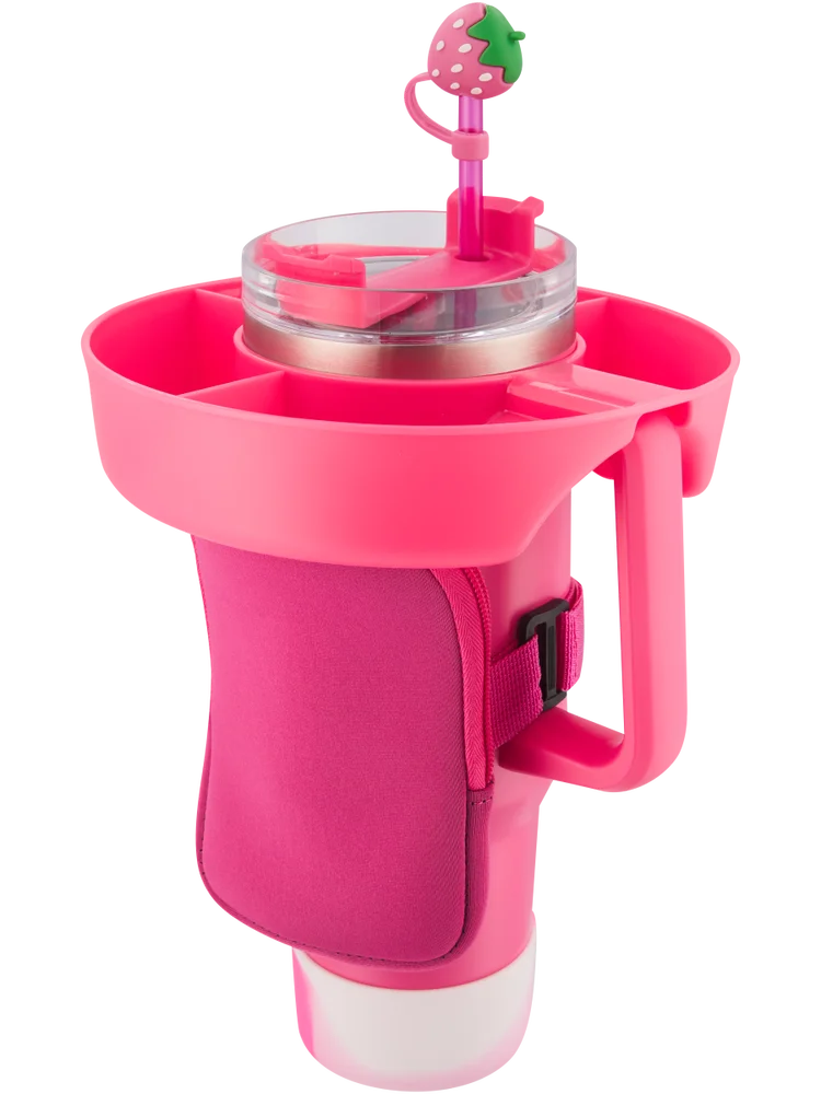 Pink Plastic Tumbler Glass Snack Tray