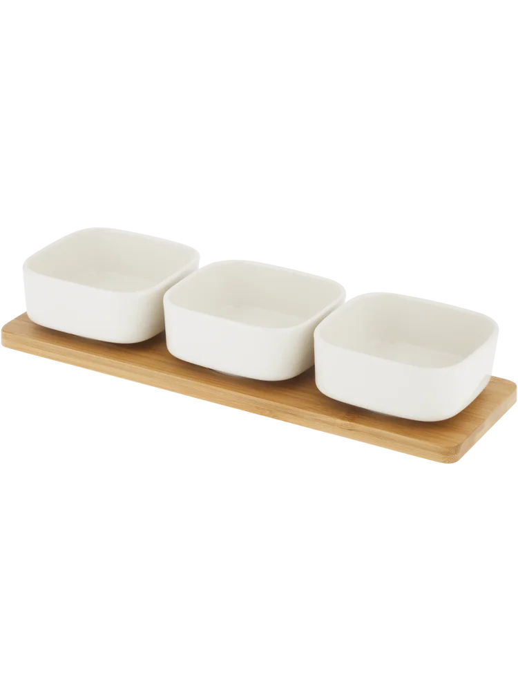 Snack Bowls Set With Bamboo Board 30x9x1cm (1)
