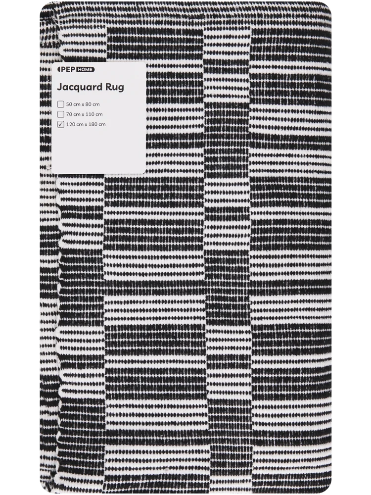 Large Cream And Black Jacquard Rug